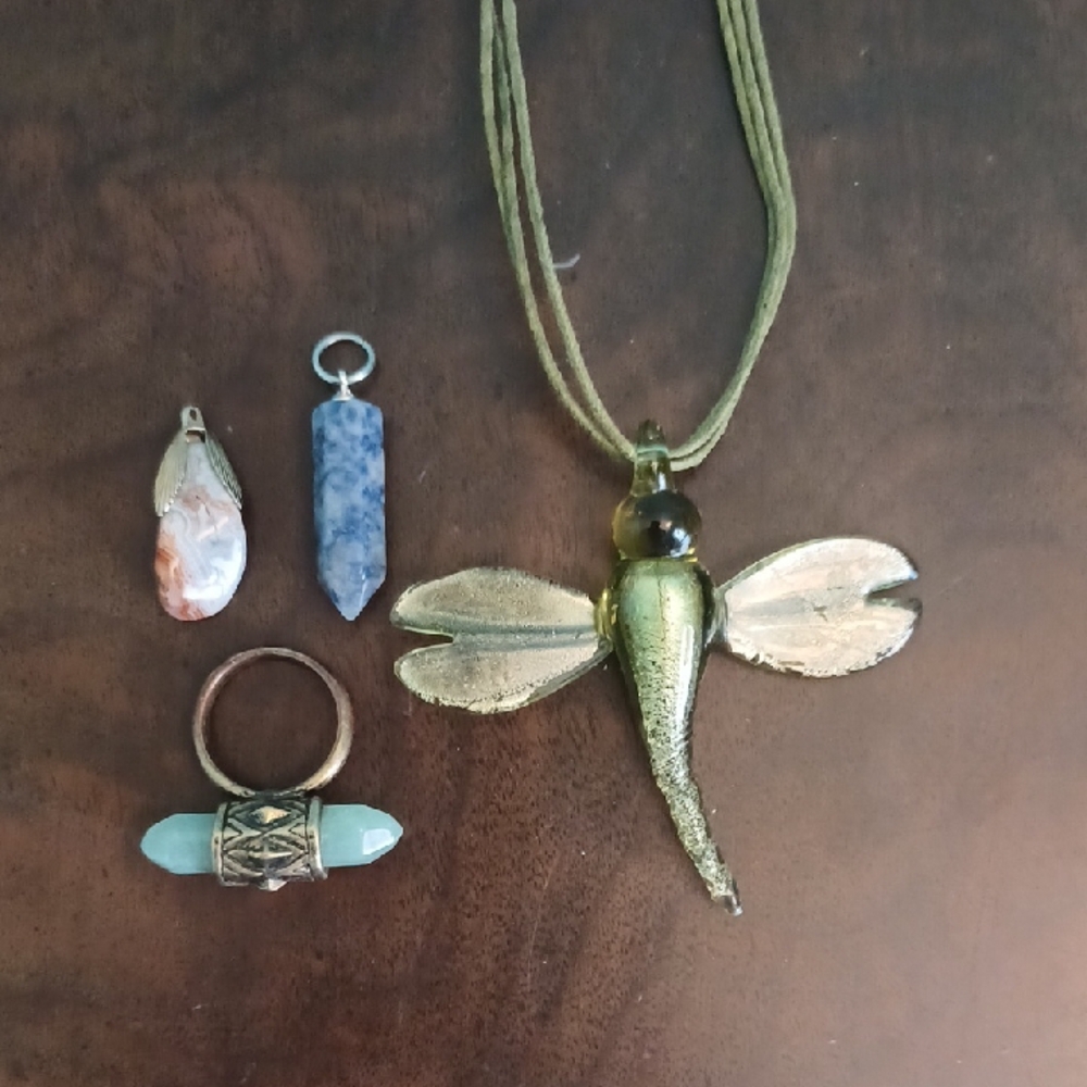 Gold Dragonfly Pendant Necklace